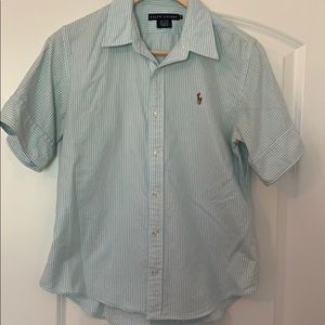 Tiffany blue and white striped short sleeve